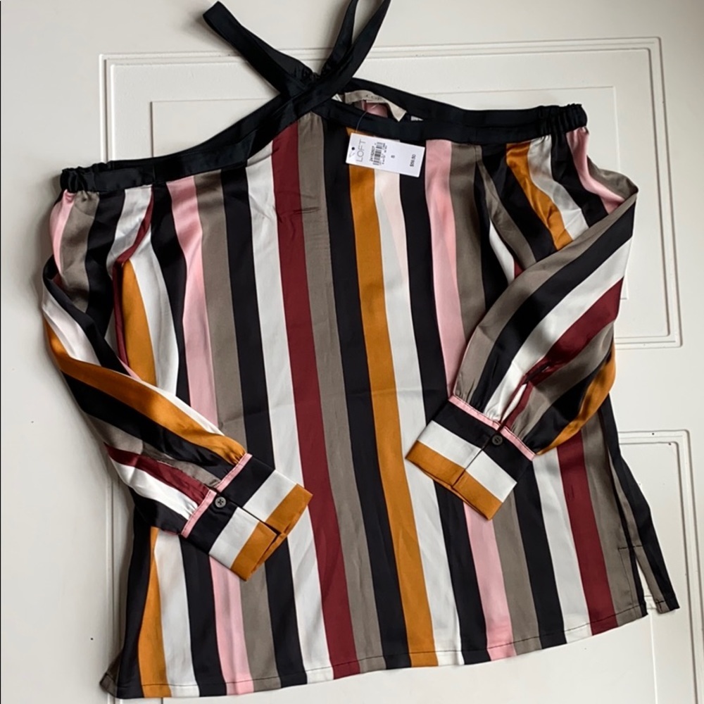 NWT Ann Taylor Loft Open Shoulder Silk Top S